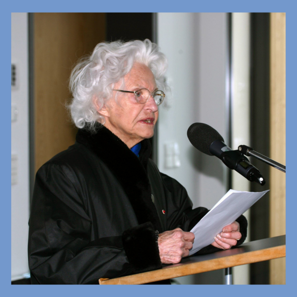 Marie-Jo Chombart de Lauwe bei der Eröffnung der neuen Daueraustellung der Gedenkstätte Ravensbrück, 2013, Foto: Pawelke, MGR