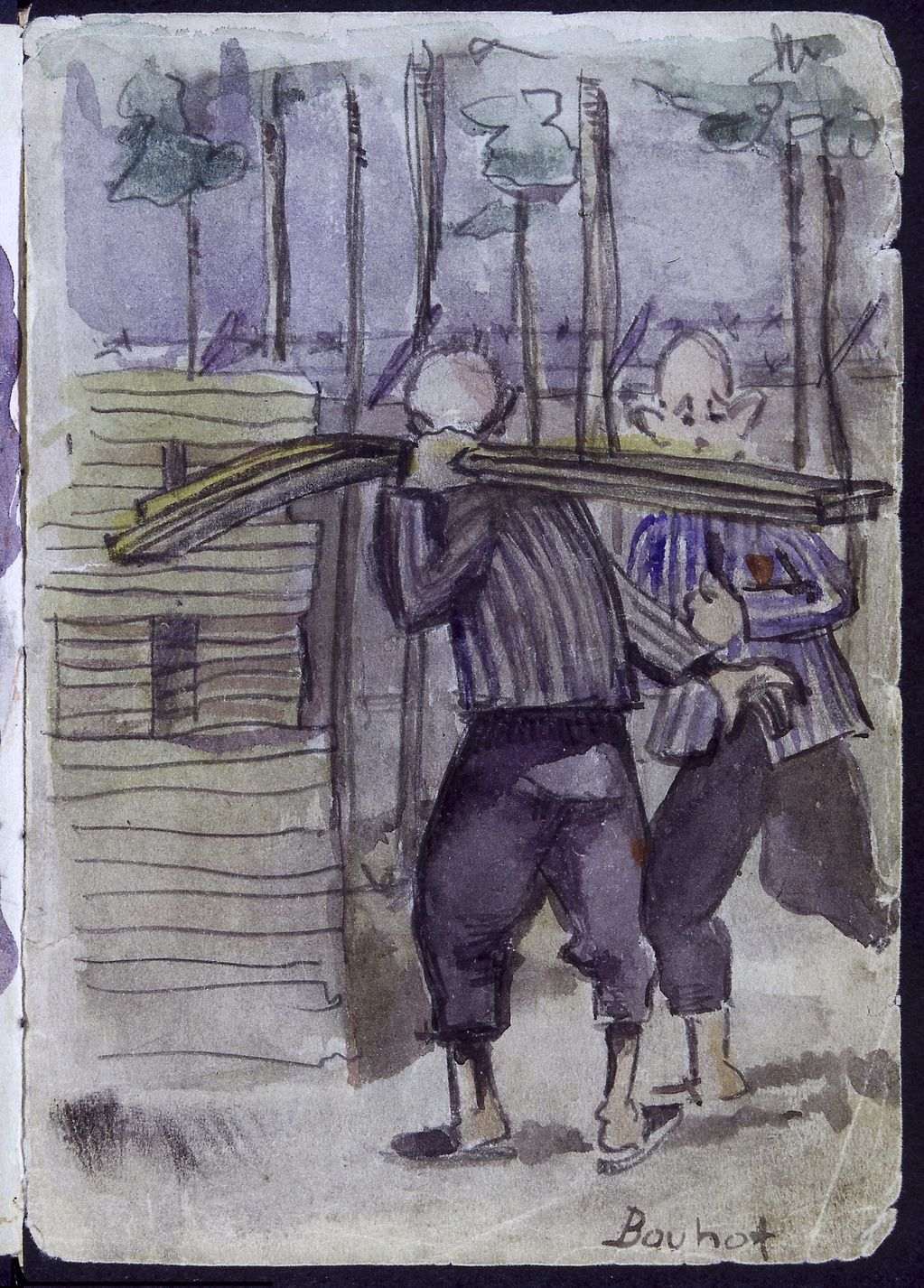"Bauhof", Aquarell von Vladimir Matêjka, Privatbesitz Lenka Rothova